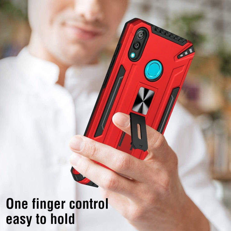 For Huawei Y7 2019 War-god Armor TPU + PC Shockproof Magnetic Protective Case with Folding Holder