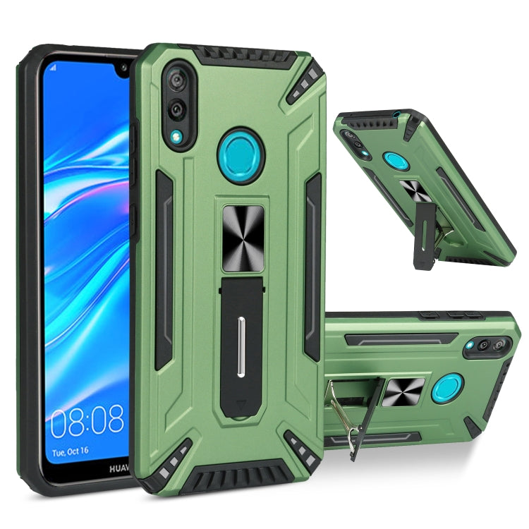 For Huawei Y7 2019 War-god Armor TPU + PC Shockproof Magnetic Protective Case with Folding Holder