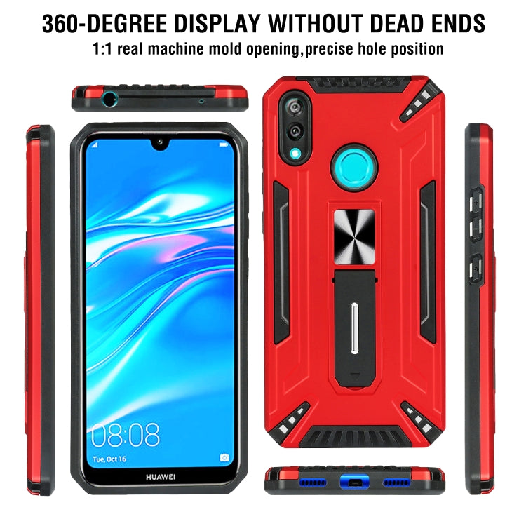 For Huawei Y7 2019 War-god Armor TPU + PC Shockproof Magnetic Protective Case with Folding Holder