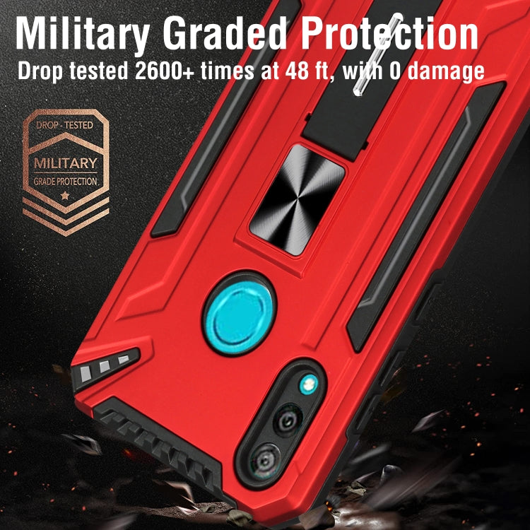 For Huawei Y7 2019 War-god Armor TPU + PC Shockproof Magnetic Protective Case with Folding Holder