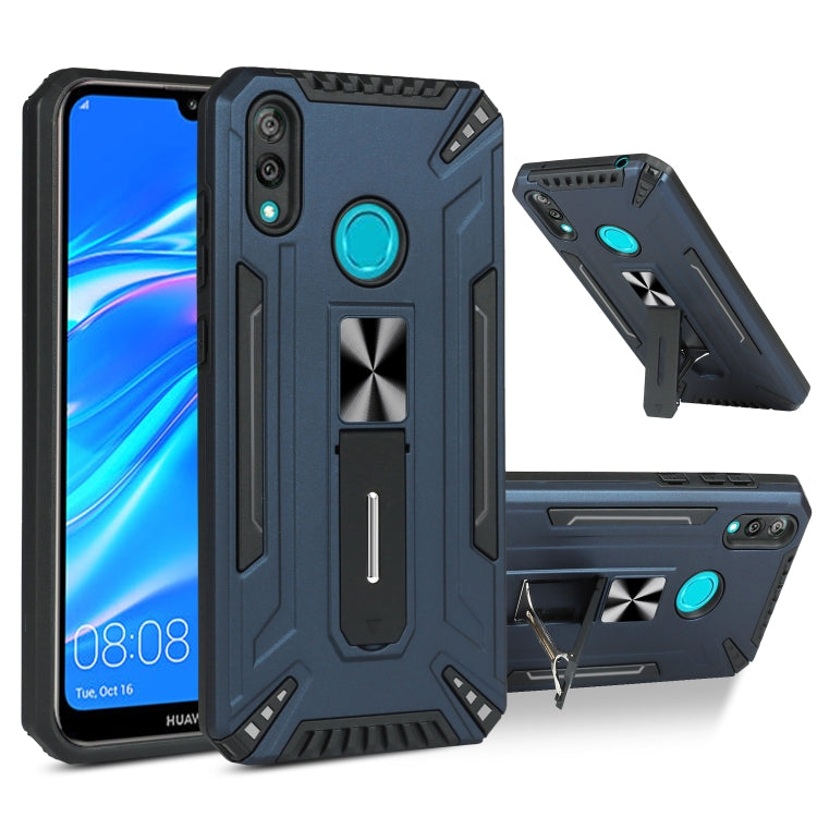 For Huawei Y7 2019 War-god Armor TPU + PC Shockproof Magnetic Protective Case with Folding Holder