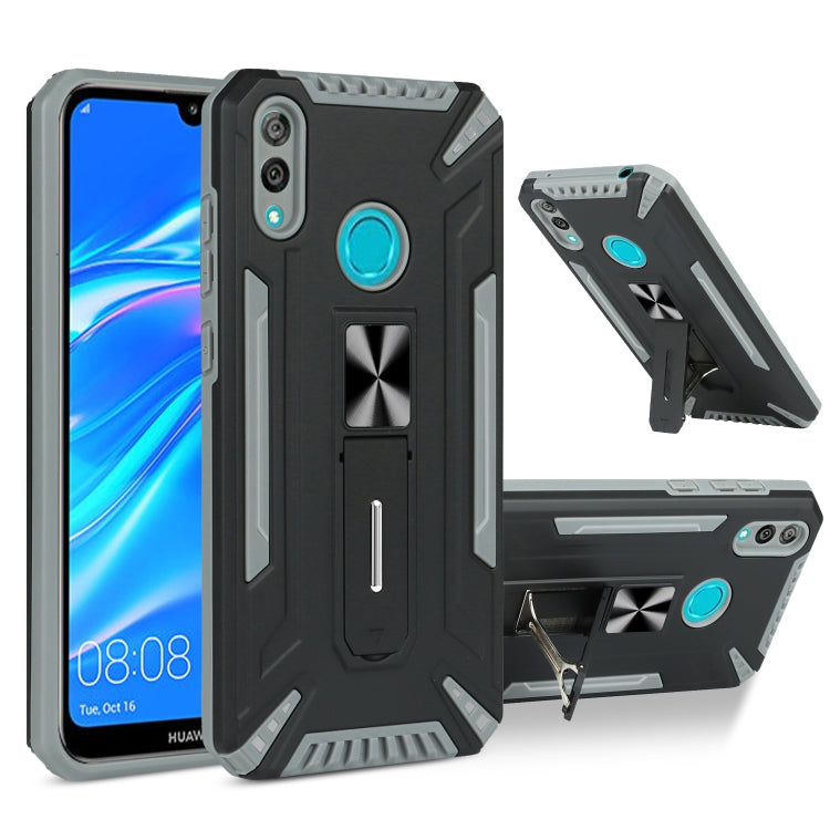 For Huawei Y7 2019 War-god Armor TPU + PC Shockproof Magnetic Protective Case with Folding Holder