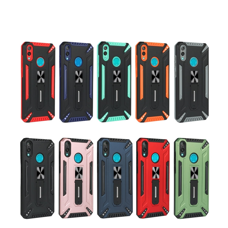 For Huawei Y7 2019 War-god Armor TPU + PC Shockproof Magnetic Protective Case with Folding Holder