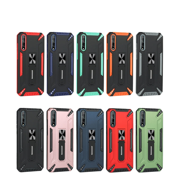 For Huawei Y8p War-god Armor TPU + PC Shockproof Magnetic Protective Case with Folding Holder