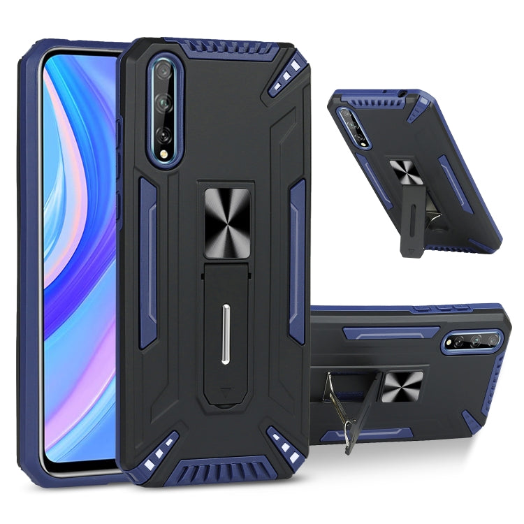 For Huawei Y8p War-god Armor TPU + PC Shockproof Magnetic Protective Case with Folding Holder