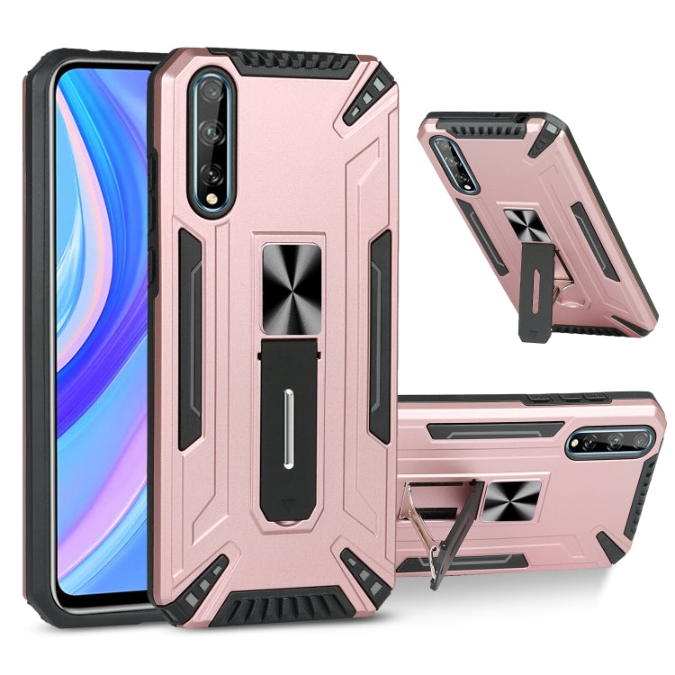 For Huawei Y8p War-god Armor TPU + PC Shockproof Magnetic Protective Case with Folding Holder