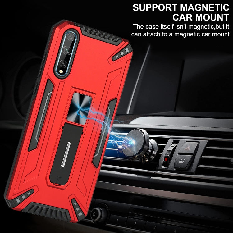 For Huawei Y8p War-god Armor TPU + PC Shockproof Magnetic Protective Case with Folding Holder