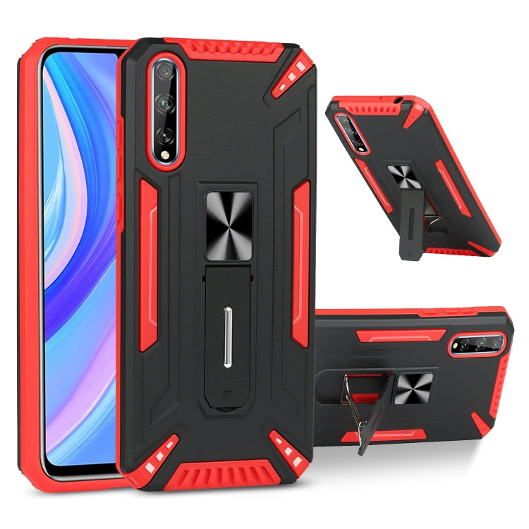For Huawei Y8p War-god Armor TPU + PC Shockproof Magnetic Protective Case with Folding Holder