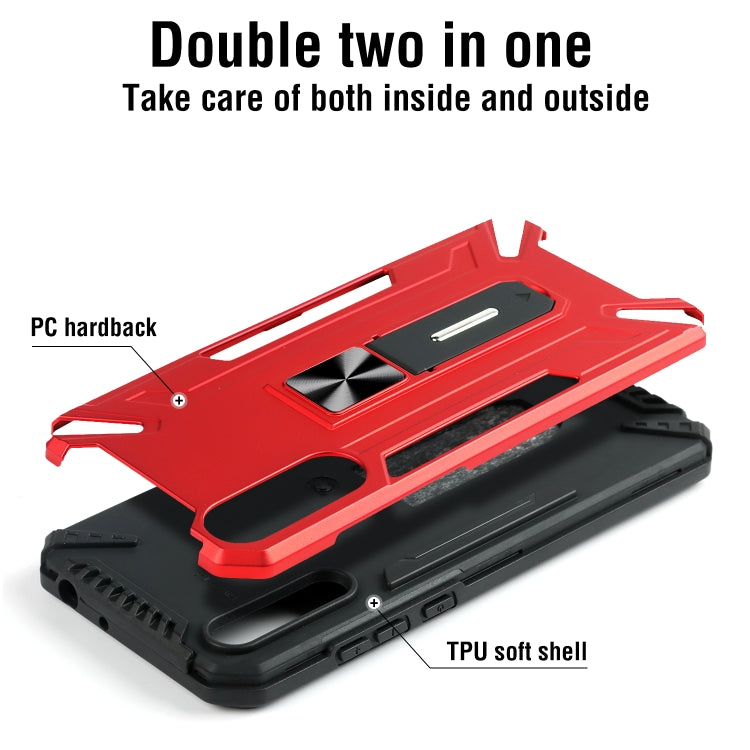 For Huawei Y8p War-god Armor TPU + PC Shockproof Magnetic Protective Case with Folding Holder