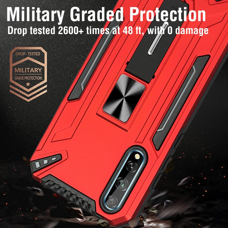 For Huawei Y8p War-god Armor TPU + PC Shockproof Magnetic Protective Case with Folding Holder