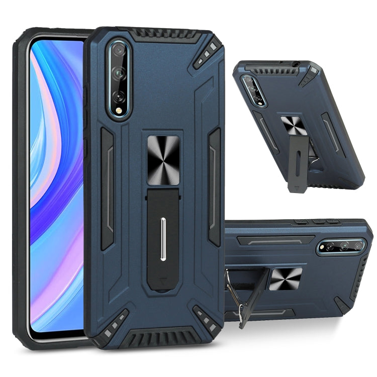 For Huawei Y8p War-god Armor TPU + PC Shockproof Magnetic Protective Case with Folding Holder