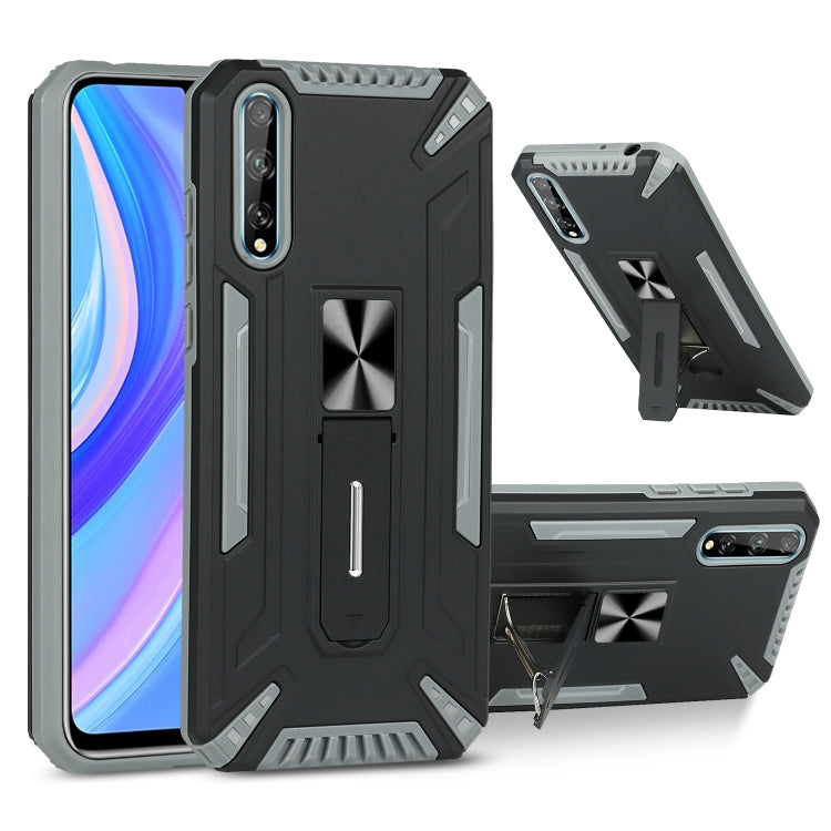 For Huawei Y8p War-god Armor TPU + PC Shockproof Magnetic Protective Case with Folding Holder