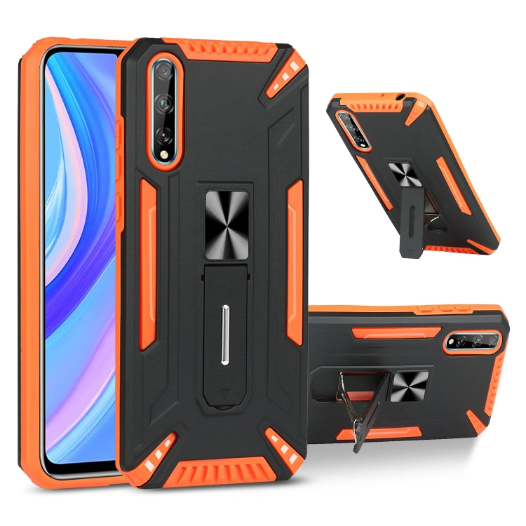 For Huawei Y8p War-god Armor TPU + PC Shockproof Magnetic Protective Case with Folding Holder