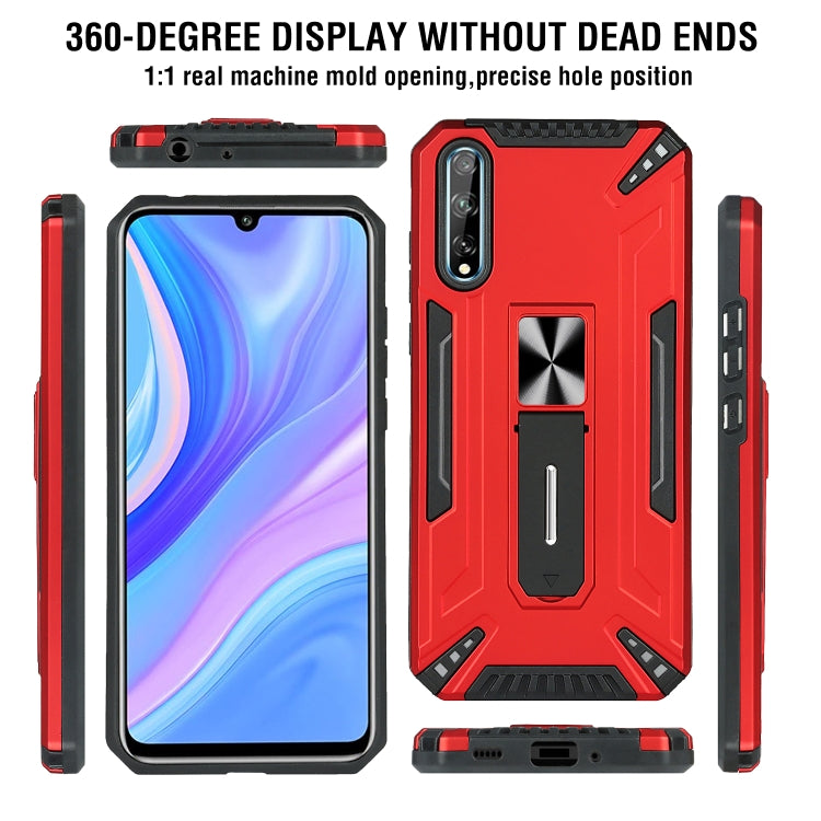 For Huawei Y8p War-god Armor TPU + PC Shockproof Magnetic Protective Case with Folding Holder