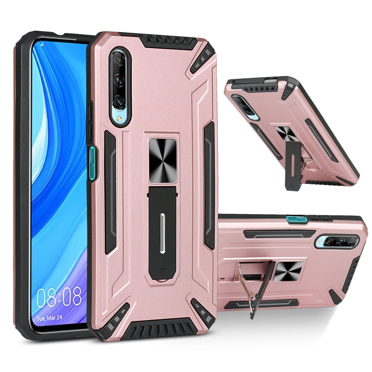 For Huawei Y9s War-god Armor TPU + PC Shockproof Magnetic Protective Case with Folding Holder