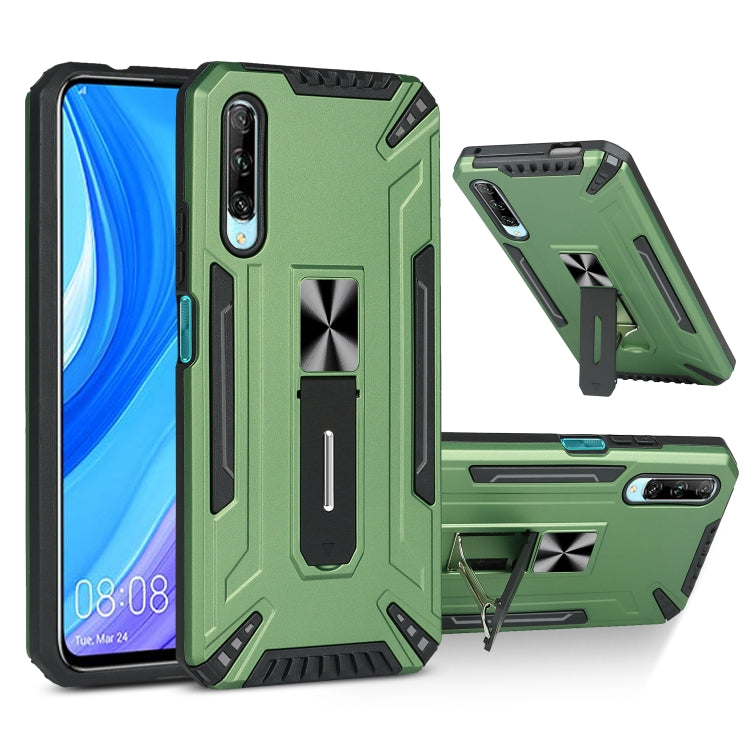 For Huawei Y9s War-god Armor TPU + PC Shockproof Magnetic Protective Case with Folding Holder