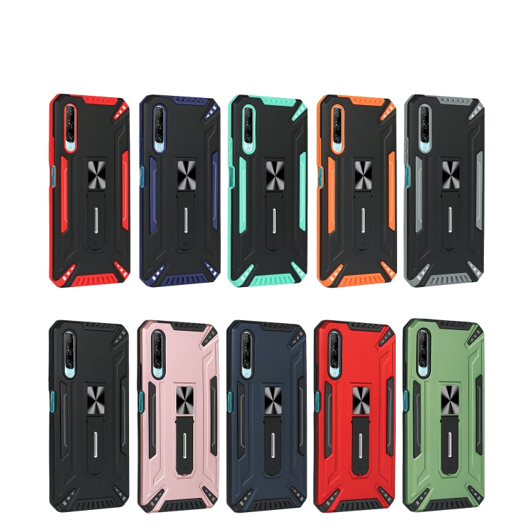 For Huawei Y9s War-god Armor TPU + PC Shockproof Magnetic Protective Case with Folding Holder