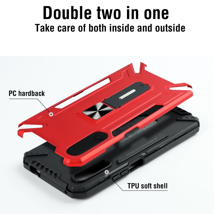 For Huawei Y9s War-god Armor TPU + PC Shockproof Magnetic Protective Case with Folding Holder