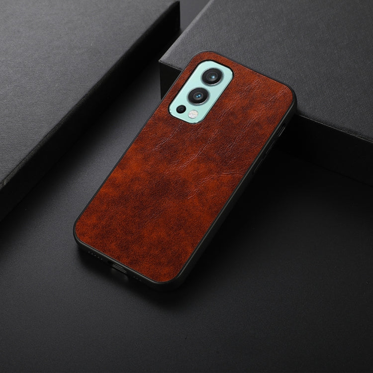 For OnePlus Nord 2 5G Business Genuine Leather Texture Shockproof Protective Leather Case
