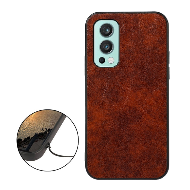 For OnePlus Nord 2 5G Business Genuine Leather Texture Shockproof Protective Leather Case