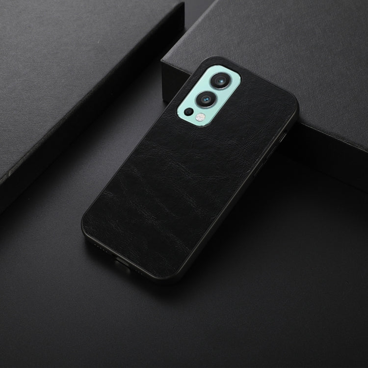 For OnePlus Nord 2 5G Business Genuine Leather Texture Shockproof Protective Leather Case