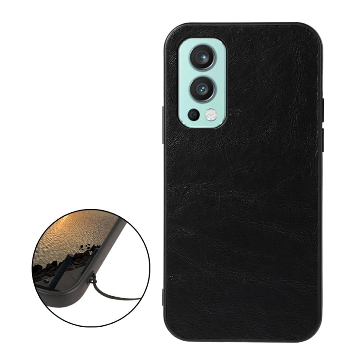 For OnePlus Nord 2 5G Business Genuine Leather Texture Shockproof Protective Leather Case