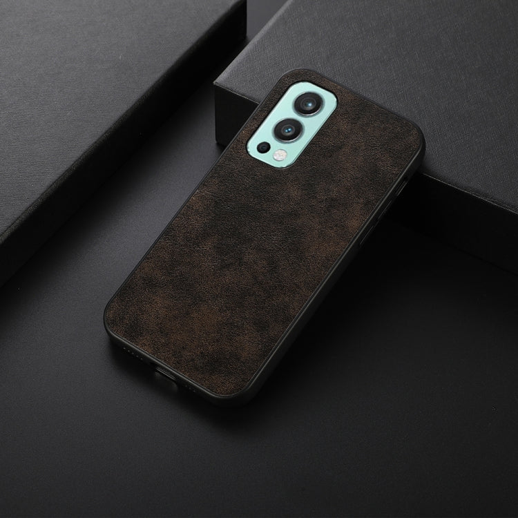 For OnePlus Nord 2 5G Business Genuine Leather Texture Shockproof Protective Leather Case