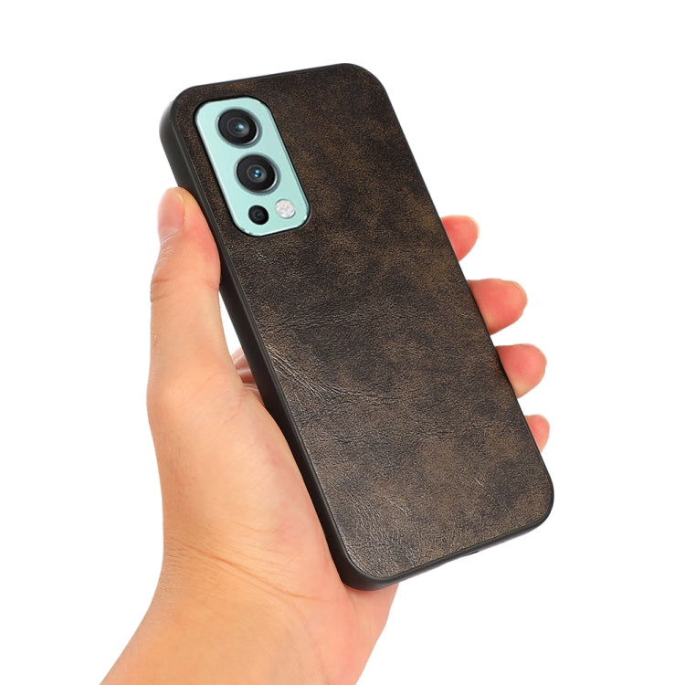 For OnePlus Nord 2 5G Business Genuine Leather Texture Shockproof Protective Leather Case