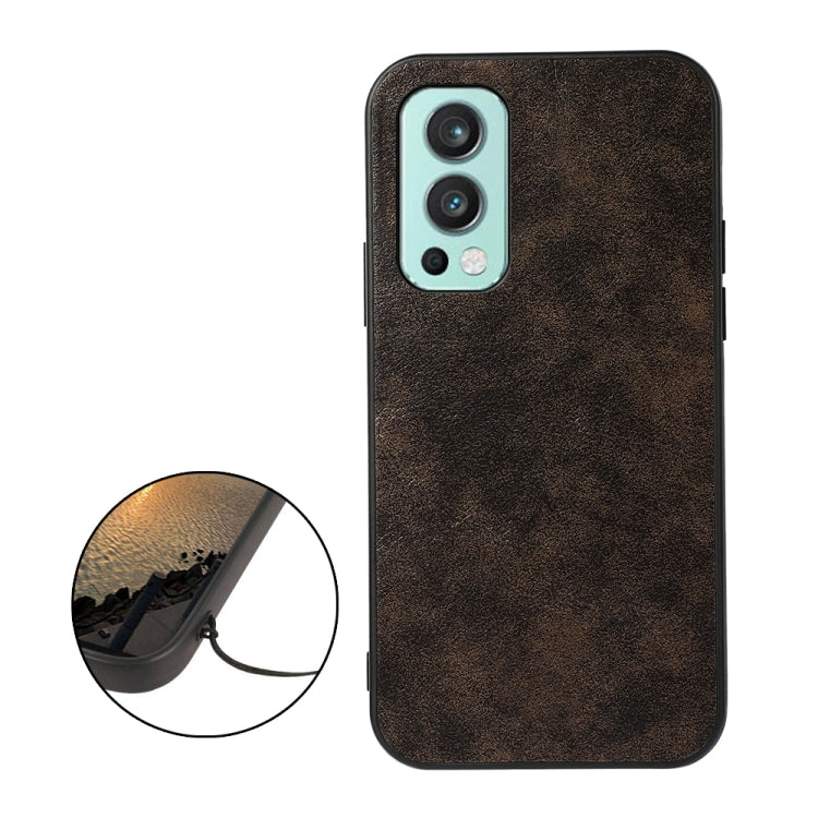 For OnePlus Nord 2 5G Business Genuine Leather Texture Shockproof Protective Leather Case