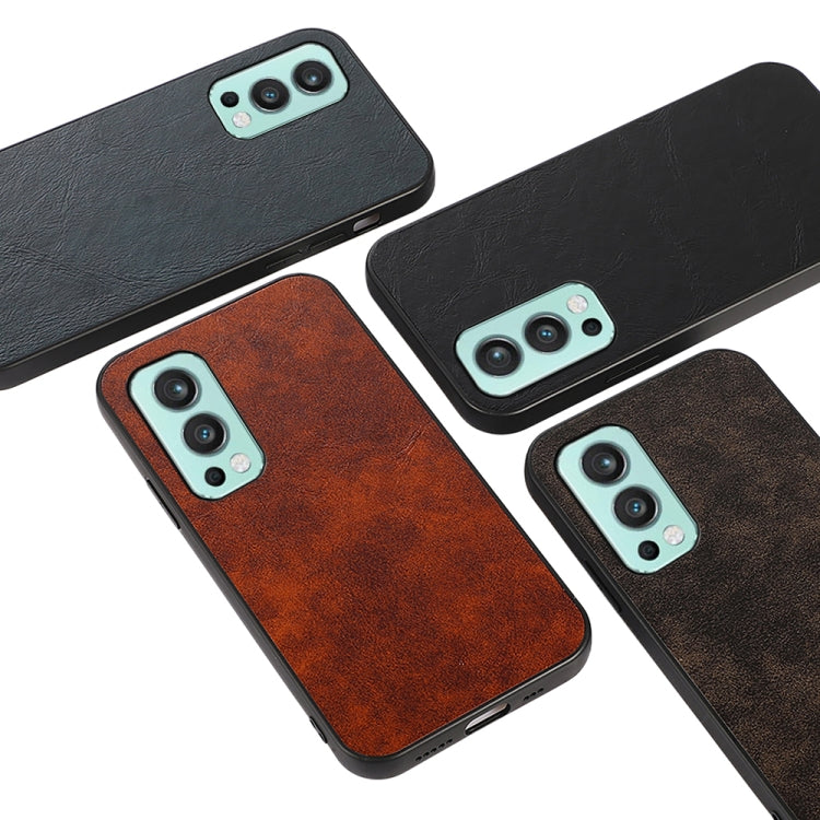 For OnePlus Nord 2 5G Business Genuine Leather Texture Shockproof Protective Leather Case