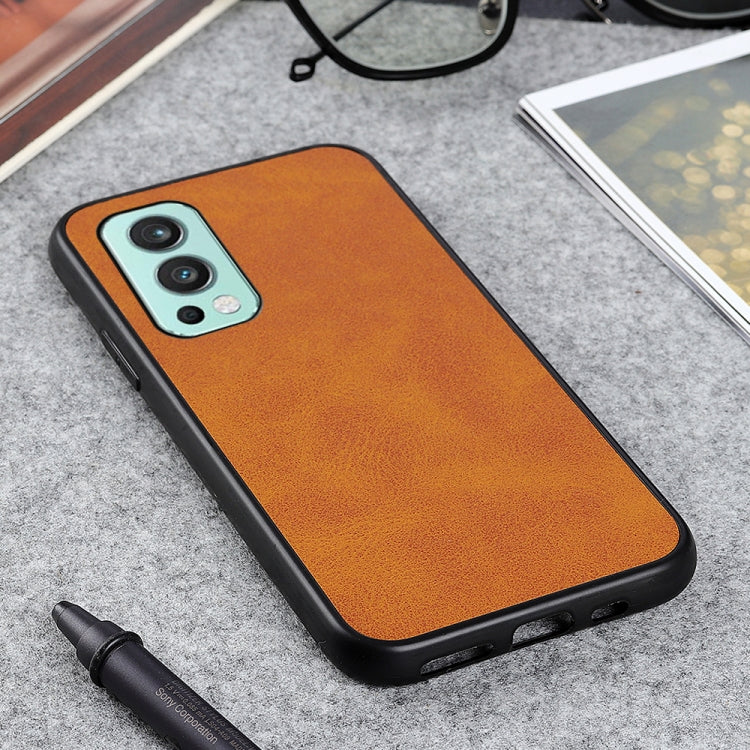 For OnePlus Nord 2 5G Two-color Cowhide Texture PU Shockproof Protective Case