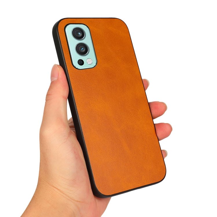 For OnePlus Nord 2 5G Two-color Cowhide Texture PU Shockproof Protective Case