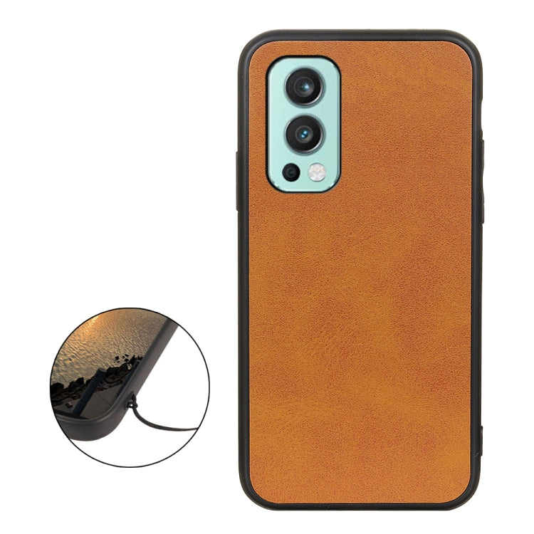 For OnePlus Nord 2 5G Two-color Cowhide Texture PU Shockproof Protective Case
