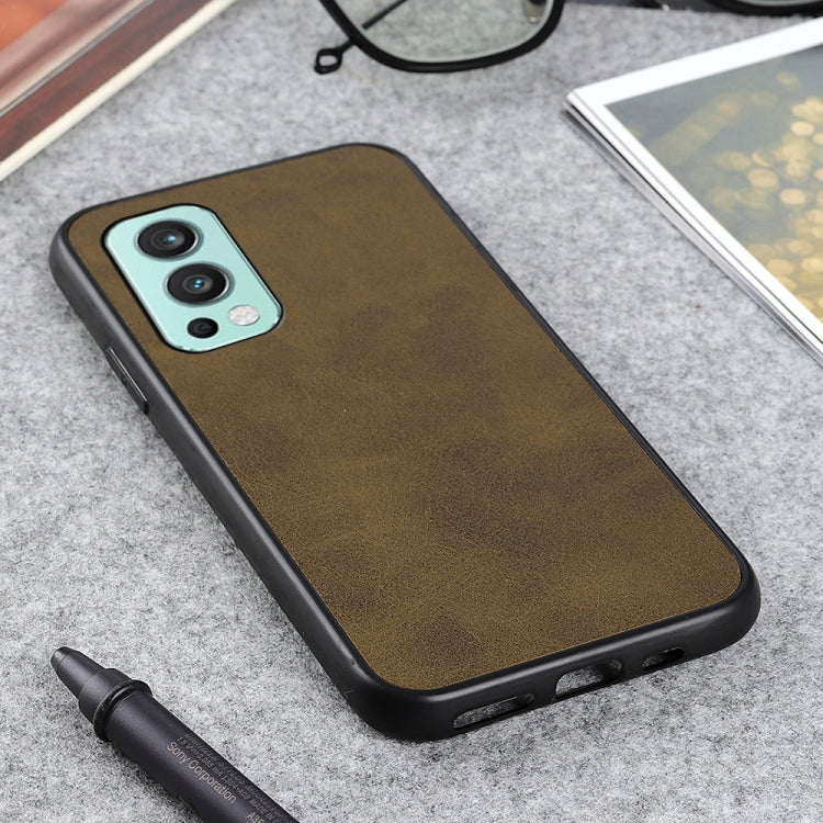 For OnePlus Nord 2 5G Two-color Cowhide Texture PU Shockproof Protective Case