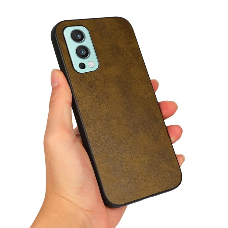 For OnePlus Nord 2 5G Two-color Cowhide Texture PU Shockproof Protective Case