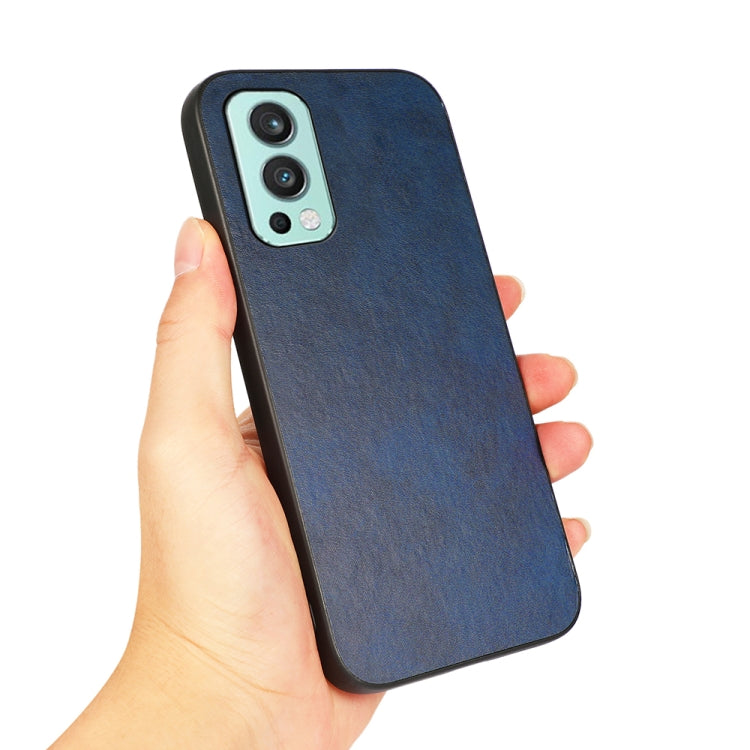 For OnePlus Nord 2 5G Two-color Cowhide Texture PU Shockproof Protective Case