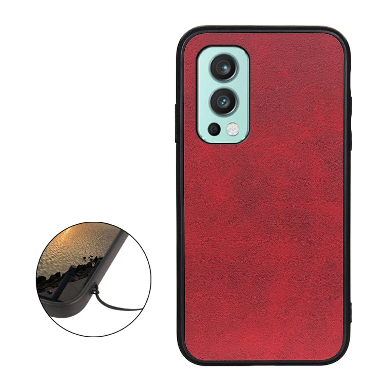 For OnePlus Nord 2 5G Two-color Cowhide Texture PU Shockproof Protective Case
