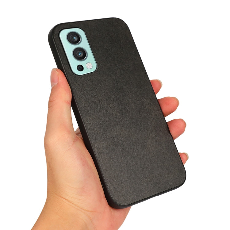 For OnePlus Nord 2 5G Two-color Cowhide Texture PU Shockproof Protective Case