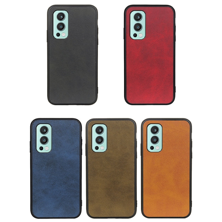 For OnePlus Nord 2 5G Two-color Cowhide Texture PU Shockproof Protective Case