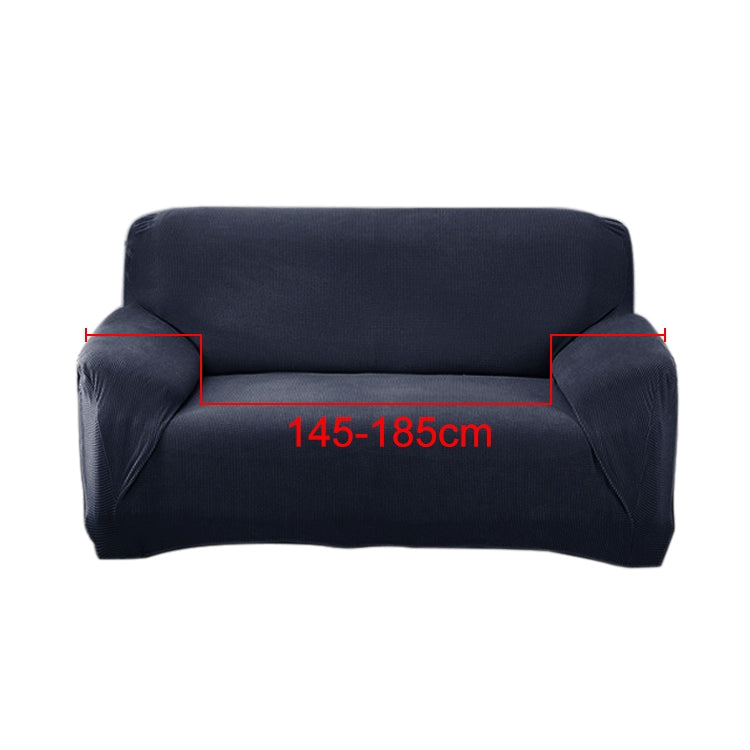 Double Seat Corn Grain Knitted Fabric Elastic Thickened Full Coverage Sofa Cover, Color:Navy