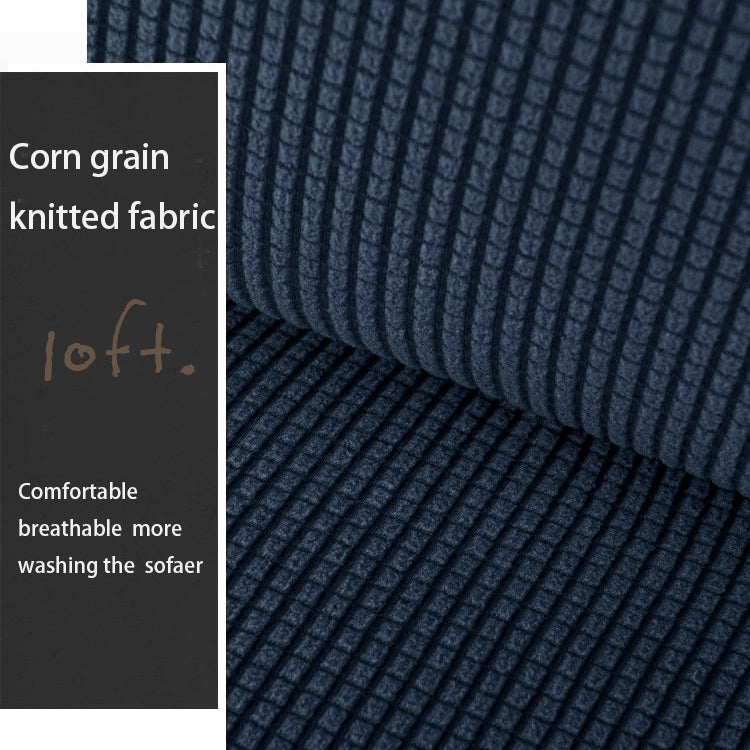 Double Seat Corn Grain Knitted Fabric Elastic Thickened Full Coverage Sofa Cover, Color:Navy