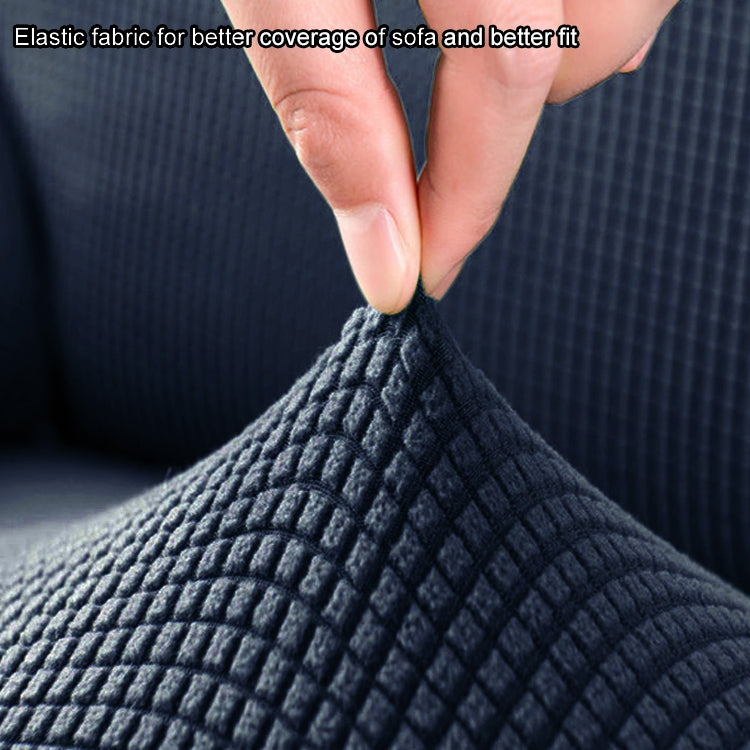Double Seat Corn Grain Knitted Fabric Elastic Thickened Full Coverage Sofa Cover, Color:Navy
