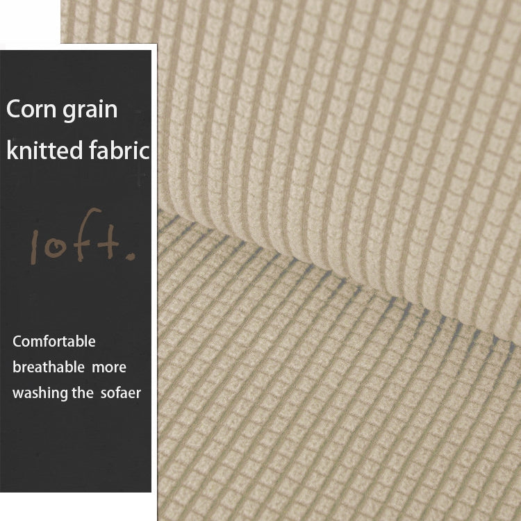 Double Seat Corn Grain Knitted Fabric Elastic Thickened Full Coverage Sofa Cover, Color:Beige