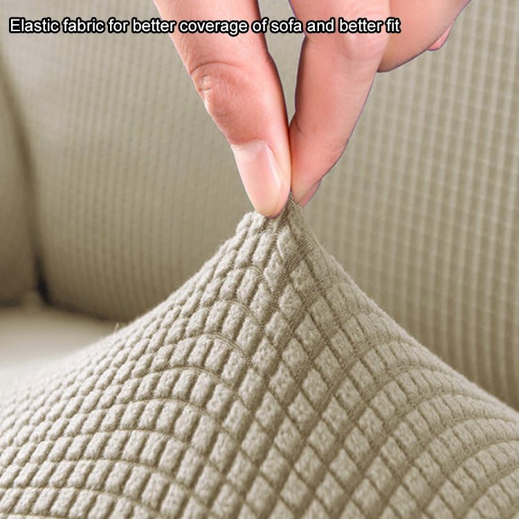 Double Seat Corn Grain Knitted Fabric Elastic Thickened Full Coverage Sofa Cover, Color:Beige