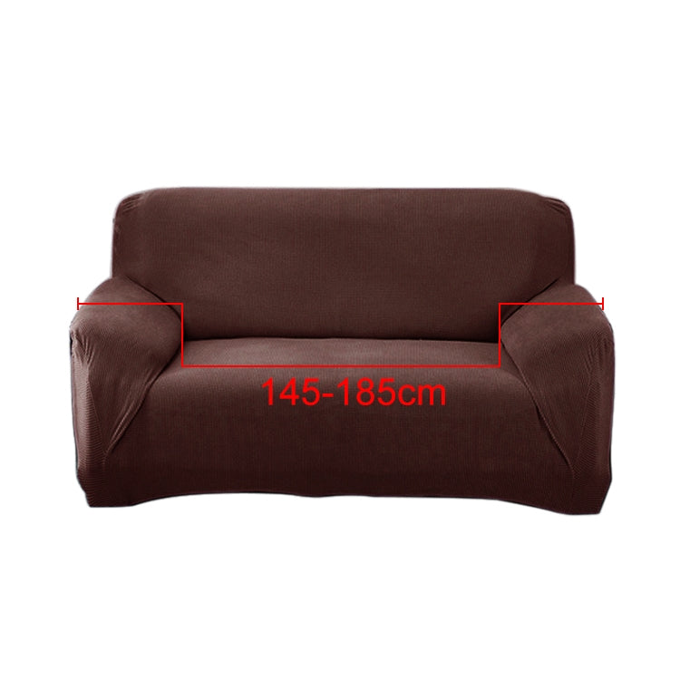 Double Seat Corn Grain Knitted Fabric Elastic Thickened Full Coverage Sofa Cover, Color:Coffee