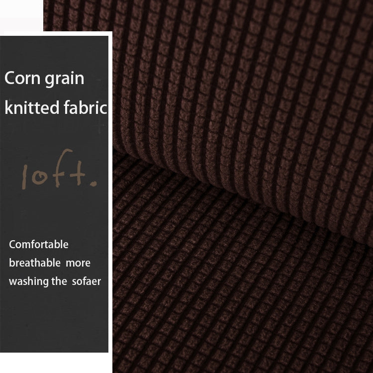Double Seat Corn Grain Knitted Fabric Elastic Thickened Full Coverage Sofa Cover, Color:Coffee
