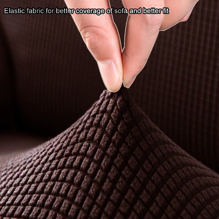 Double Seat Corn Grain Knitted Fabric Elastic Thickened Full Coverage Sofa Cover, Color:Coffee