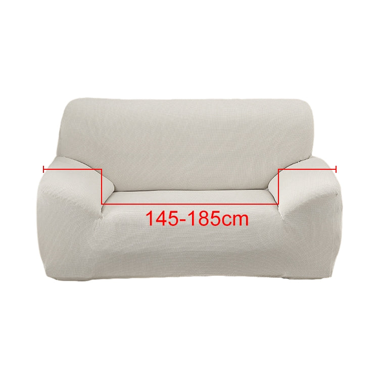 Double Seat Corn Grain Knitted Fabric Elastic Thickened Full Coverage Sofa Cover, Color:Cream White