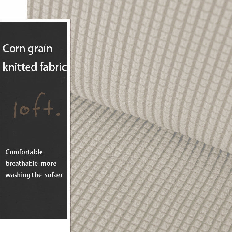 Double Seat Corn Grain Knitted Fabric Elastic Thickened Full Coverage Sofa Cover, Color:Cream White