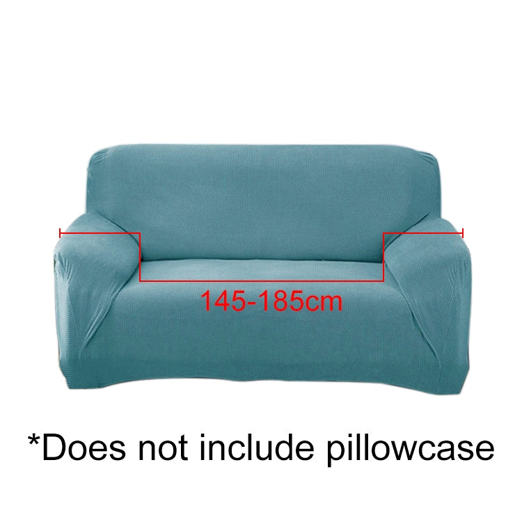Double Seat Corn Grain Knitted Fabric Elastic Thickened Full Coverage Sofa Cover, Color:Lake Blue